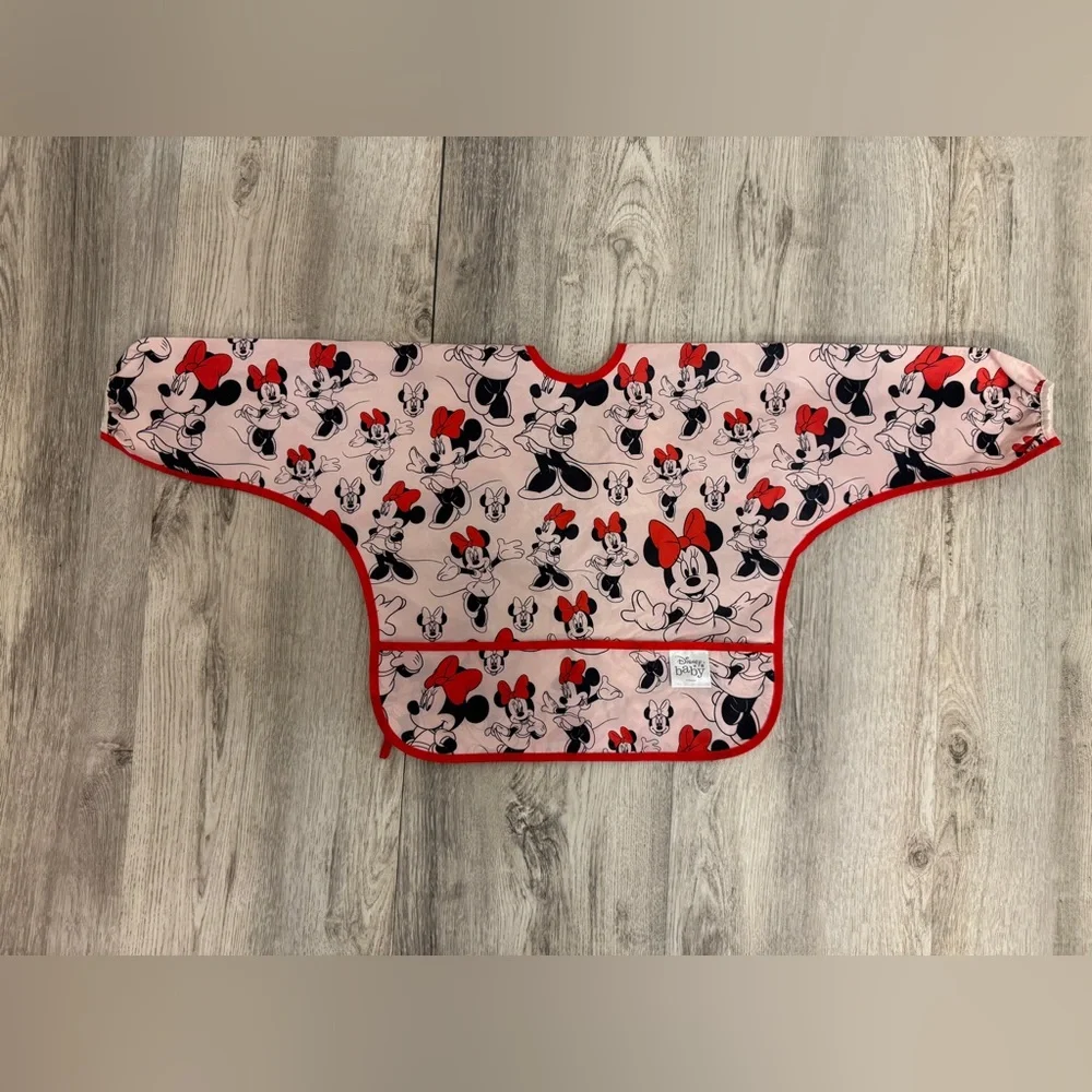 Disney Minnie Mouse Kids long sleeve bib - Pink and Red